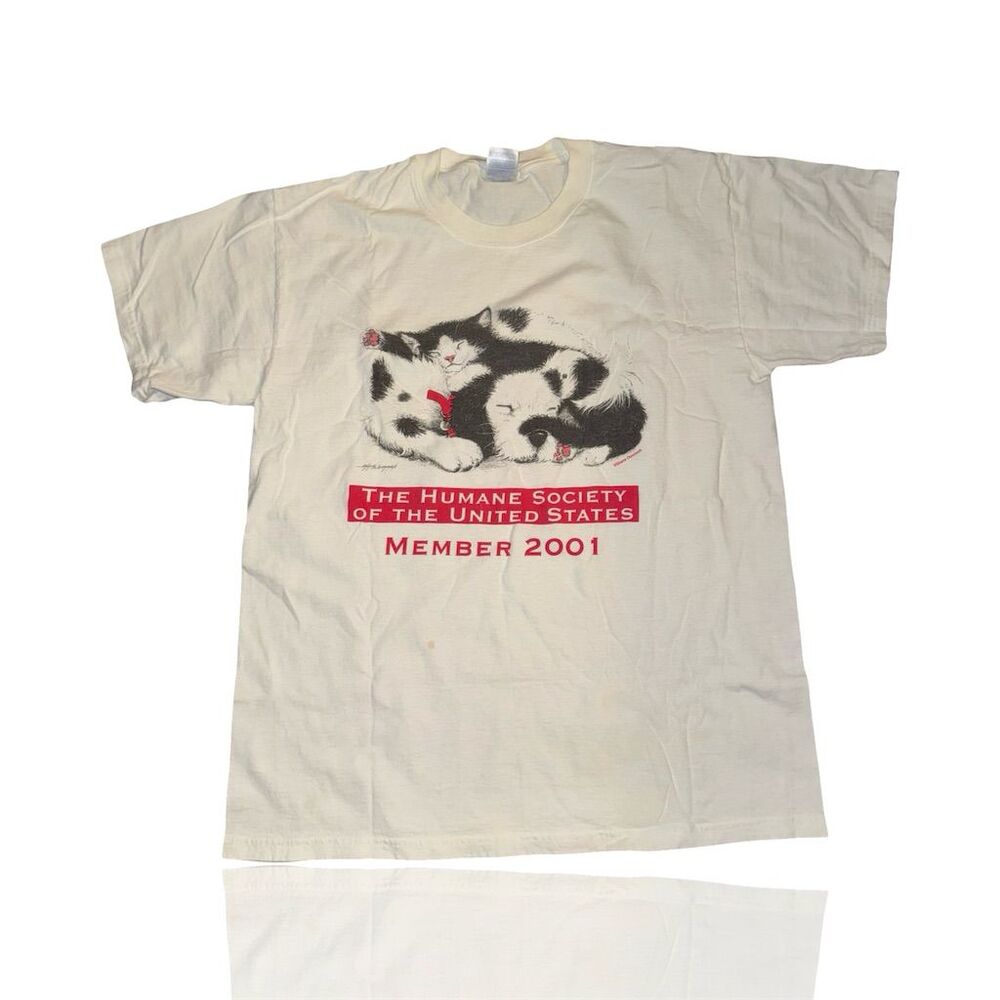 Vintage Humane Society Member 2001 Men's Large Graphic T-Shirt White